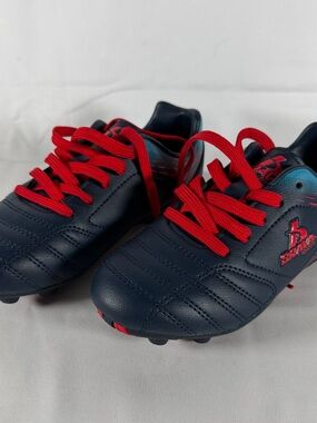 Kids Navy and Red Soccer Cleats - Youth Athletic Sneakers
